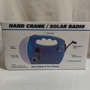 Hand Crank Solar Radio - Blue (NIB)